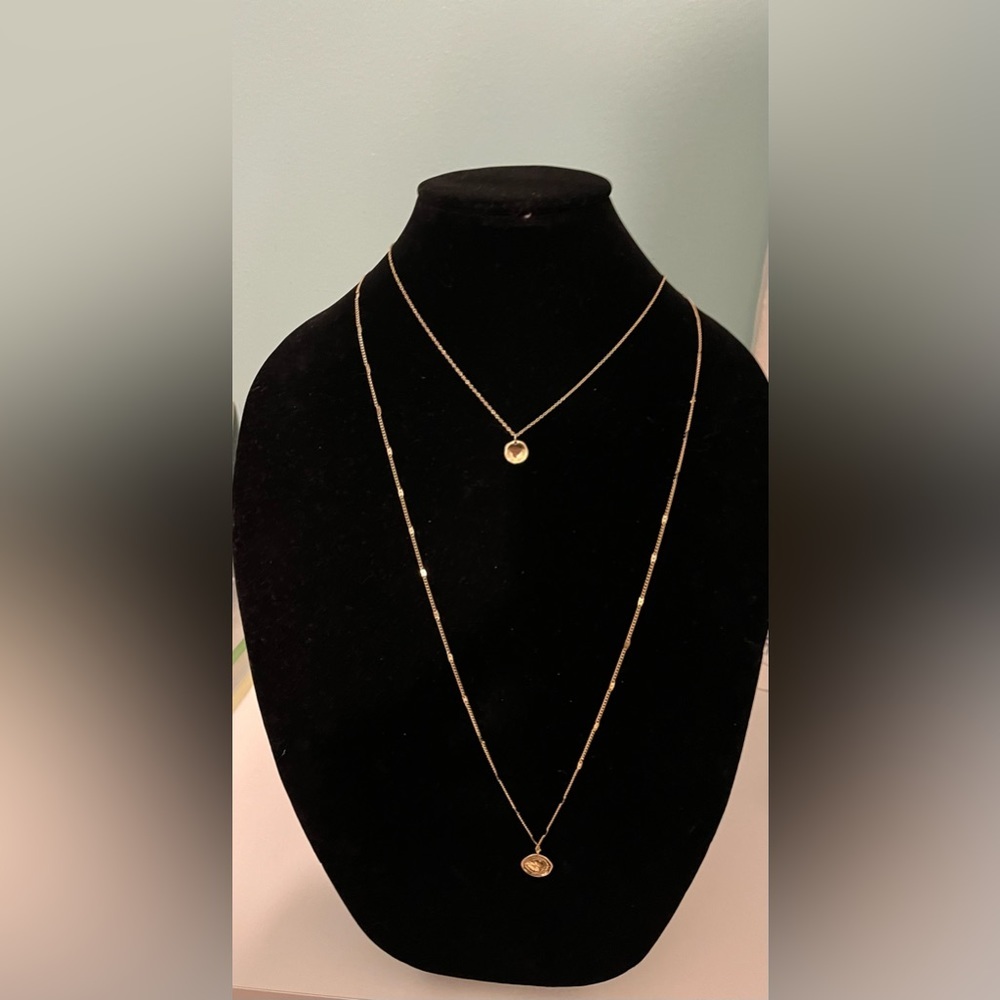 LC Lauren Conrad Gold Double Layer Pendant Necklace